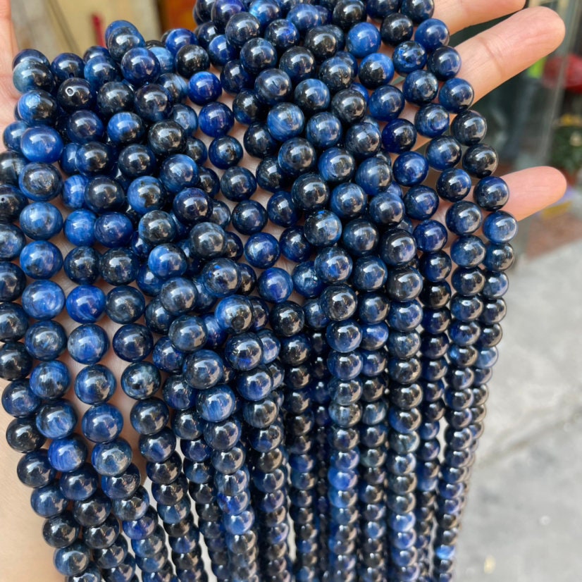 Natural Blue Kyanite Round Beads – 4mm 5mm 6mm 8mm 10mm Gemstone Beads For Jewelry Making