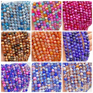 Natural Fire Agate Smooth Round Beads 6mm 8mm 10mm , Multicolor Dragon Agate Gemstone Beads Wholesale,15 inches,Semi Precious Stone
