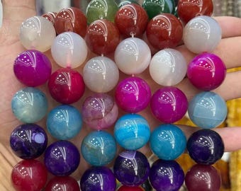 20mm Mixed Color Agate large size Stone Beads,agate red blue Green white color Beads,Gemstone Beads,15 Inches one Strand