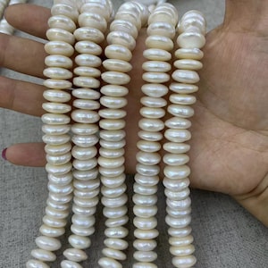Natural  Baroque Freshwater Pearls Rondelle Abacus beads, Abacus Pearl Beads, white Pearl rondelle beads, 15 inches one strand