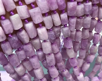 Natural Geunite Purple Kunzite Cylinder Spodumene Faceted Barrel Beads 6*10mm, 15 inches