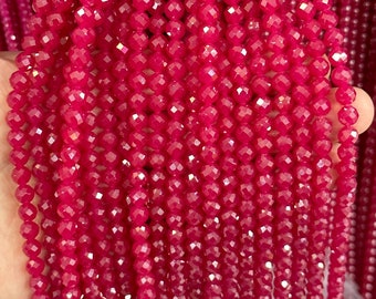 Natural Genuine red corundum faceted spacer beads,red ruby faceted round micro beads,2mm 3mm 4mm 6mm,15 inches one strands