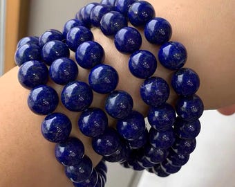 10.6 mm ラピスラズリ ラウンドビーズブレスレット 認定天然最高品質の