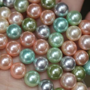 6mm 8mm 10mm Multi Color South Sea Shell Pearls,Round Shell Beads, mixed color shell beads,15 inches one strand