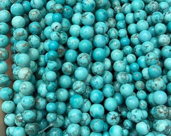 Turquoise Smooth Round Stone Beads, Blue Turquoise Frosted Round Beads, 4mm 6mm 8mm 10mm 12mm ,15 inches one strand