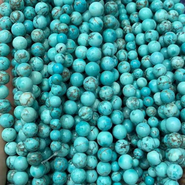 Turquoise Smooth Round Stone Beads, Blue Turquoise Frosted Round Beads, 4mm 6mm 8mm 10mm 12mm ,15 inches one strand