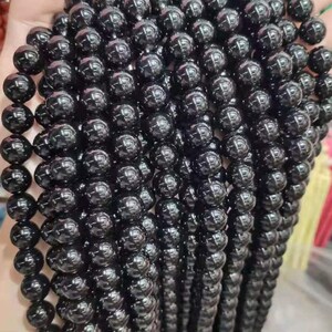 Natural Black Onyx Beads  6mm 8mm 10mm 12mm 14mm 16mm 18mm 20mm Round Black Agate Beads-15&#39;&#39; Full Strand
