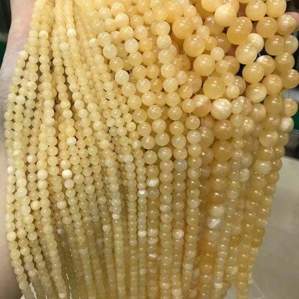 Natural Yellow jade Gemstone round beads 4mm 6mm 8mm 10mm 12mm, loose beads, 15 inches