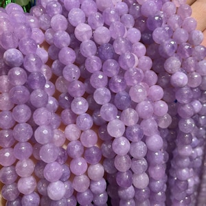 Lavender Amethyst Quartz Faceted Round Beads,6mm 8mm 10mm Faceted Lavender Purple Jade Stone Beads,Full Strand