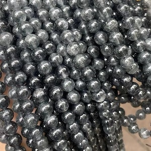 Natural Black Super Seven Quartz Beads,Black Strawberry Quartz Smooth Round Beads 6mm 8mm 10mm, Black Quartz Wholesale,15 inch full strand