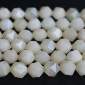 Natural White Moonstone star cut faceted Nugget Diamond Beads 8mm ,15 inches one strands