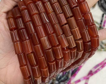8X12mm Red Carnelian smooth Cylinders beads,Red agate column Barrel beads ,15 inches,