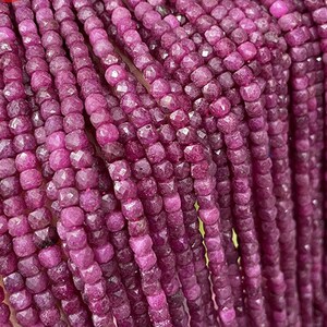 Genuine Red Ruby Faceted Cube Beads 4mm,Natural Ruby Faceted Micro Square Cut Nugget Beads,15 inches one strands
