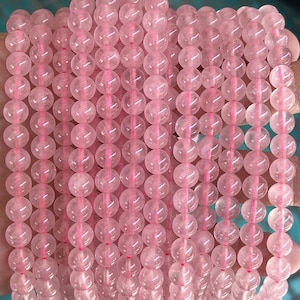 3A Natural Rose Quartz pink crystal Smooth Round loose beads for jewelry making 4-16mm, 15 inch Strand
