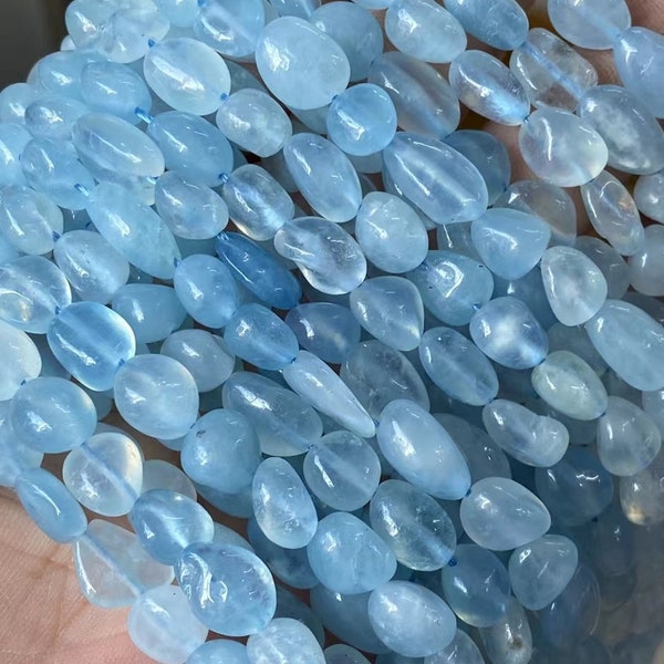 Natural Aquamarine Chips nugget beads, aquamarine irregular pebble chips nugget beads,15 inches one strands