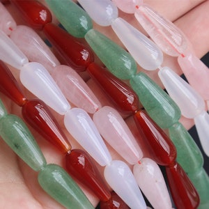 Natural Red carnelian ,green aventurine Teardrop Beads,rose quartz Teardrop Beads.Tear drop Shape gemstone Beads,15 Inches