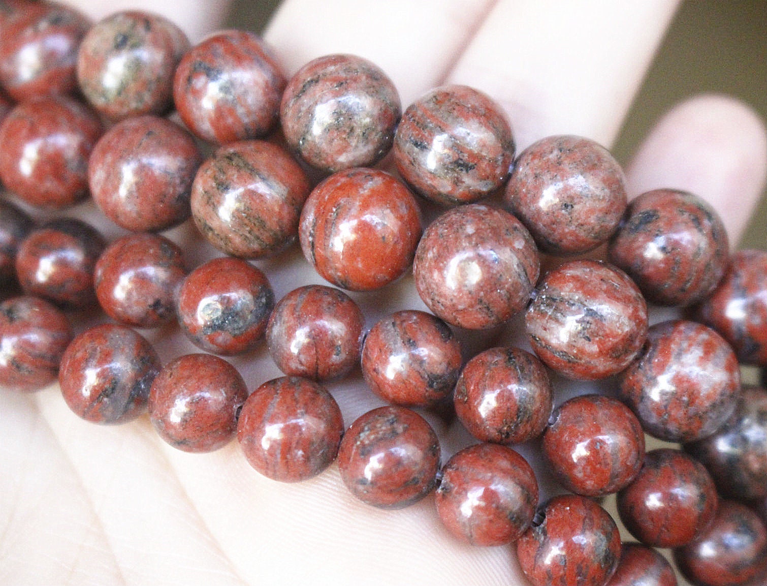 8mm 10mm Natural Red Sesame Jasper Gemstone Smooth Round Etsy