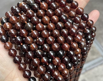 Natural Genuine Hessonite Orange Garnet smooth round beads ,Orange Garnet loose beads 6mm(63pcs)8mm(47pcs)10mm(37pcs),15 inches
