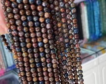 AAA Pietersite Brown Blue Smooth loose Round beads 6-12mm, 15 Inch Strand