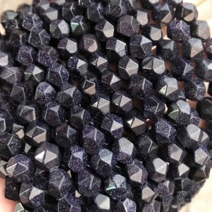 Perline sfaccettate in pepite tagliate a stella di arenaria blu naturale, perline di diamanti in arenaria blu, 15 pollici un filo