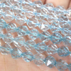 Blue Quartz Star Cut Faceted Nugget Gemstone Beads 8mm 10mm,15 Inches Full Strand