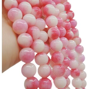 Pink Malaysian Jade Beads, Smooth Round Gemstone, 15 Inch Strand