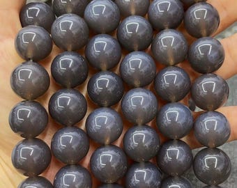Natural Gray Purple Agate Smooth Round Beads for jewelry making 14-18mm,15 inches one strand