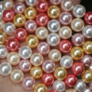 Multi Color South Sea Shell Pearls,6mm 8mm 10mm Round Shell Beads, mixed color shell beads,15 inches one strand