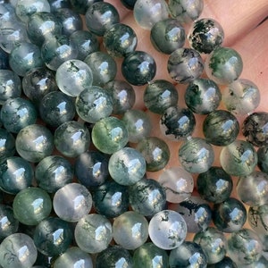 Natural AA Moss Agate beads,High quality moss agate beads, Smooth And Round Moss Agate Beads 4mm 6mm 8mm 10mm, 15 Inch