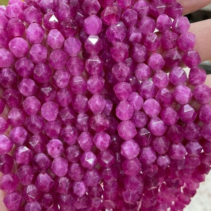 Pink Tourmaline Coloured Stone Faceted Star Cut Diamond Loose Beads 6mm 8mm 10mm,Tourmaline pink Quartz Beads .15 inches one strands