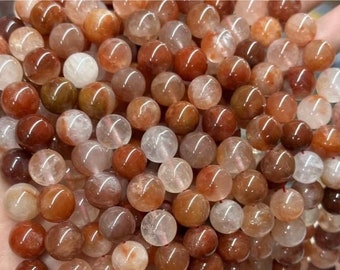 Naturalne czerwone koraliki z kwarcu rutylowego królika 6 mm 8 mm 10 mm 12 mm Gładkie okrągłe kamienie szlachetne Prawdziwe luźne koraliki z kwarcu rutylowego, 15 cali Jedno pasmo