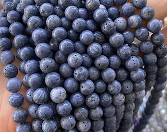 Natural Blue Coral smooth round loose gemstone beads,Blue Coral round beads 4mm 6mm 8mm 10mm 12mm ,15 inches one strands