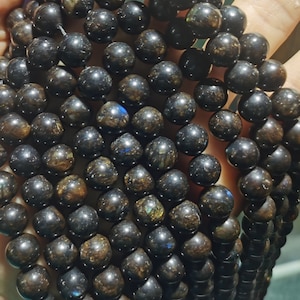 Natural Blue Flash Labradorite Smooth Round Beads 6mm 8mm 10mm Gemstone Beads,Labradorite Stone Beads,15 Inches One Strand