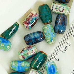 50pcs Ceramics Barrel Beads,20*12.5mm Big hole beads,Mixcolour Ceramics Cylinder Beads,bracelet/necklace beads