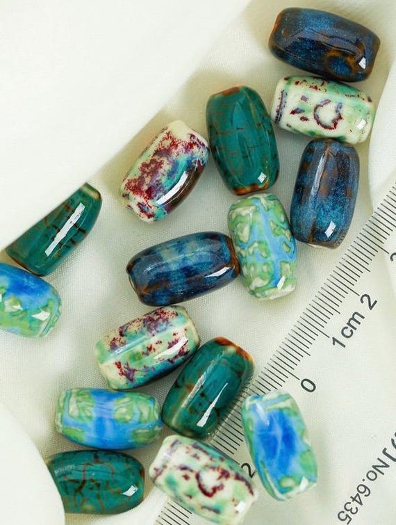 50-Piece Mixed Ceramic Barrel Beads Set