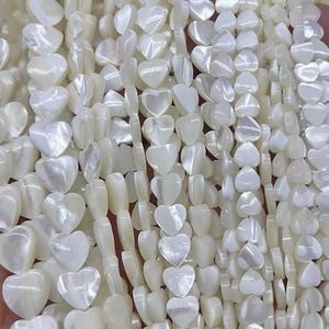Natural White Mop Mother of pearl Shell Heart Shape Beads,6-12mm,15 inches one strand