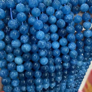 Optimierte blaue Apatit glatte runde Perlen 6 mm 8 mm 10 mm, 15 Zoll ein Strang