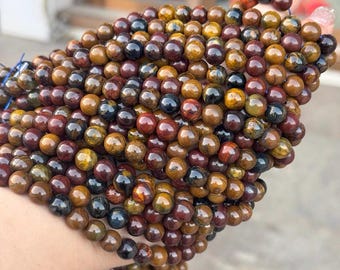 Brown Pietersite Smooth Round Beads 6mm 8mm 10mm Beads,15 Inch Full Strand