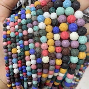 4mm 6mm 8mm 10mm Rainbow Lava beads round stone beads,lava beads,volcanic rock bead,15 inches
