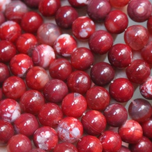 8mm 10mm Red Fire Agate Smooth and Round Beads ,15 inches Full strand