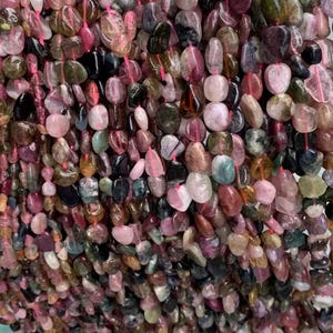 Natural tourmaline Irregular pebble nugget Gravel chips Beads,6*8mm,8*10mm,15 inch