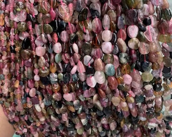 Natural tourmaline Irregular pebble nugget Gravel chips Beads,6*8mm,8*10mm,15 inch