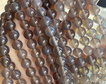 Natürliche graue Achat Perlen Glatte Runde Perlen 6mm,8mm,10mm,12mm,14mm,15 zoll ein Strang