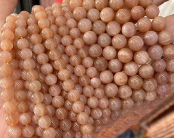 6mm 8mm 10mm 12mm 14mm Natural Sunstone Smooth And Round  Beads,15 Inches