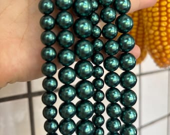 Deep Green South Sea Shell Round Beads For jewelry making 6mm 8mm 10mm 12mm ,15 inches 1 strand