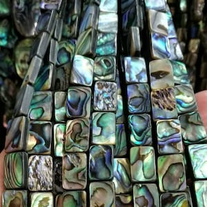 Natural Abalone shell rectangle beads,black shell rectangle beads,15 inches per strand