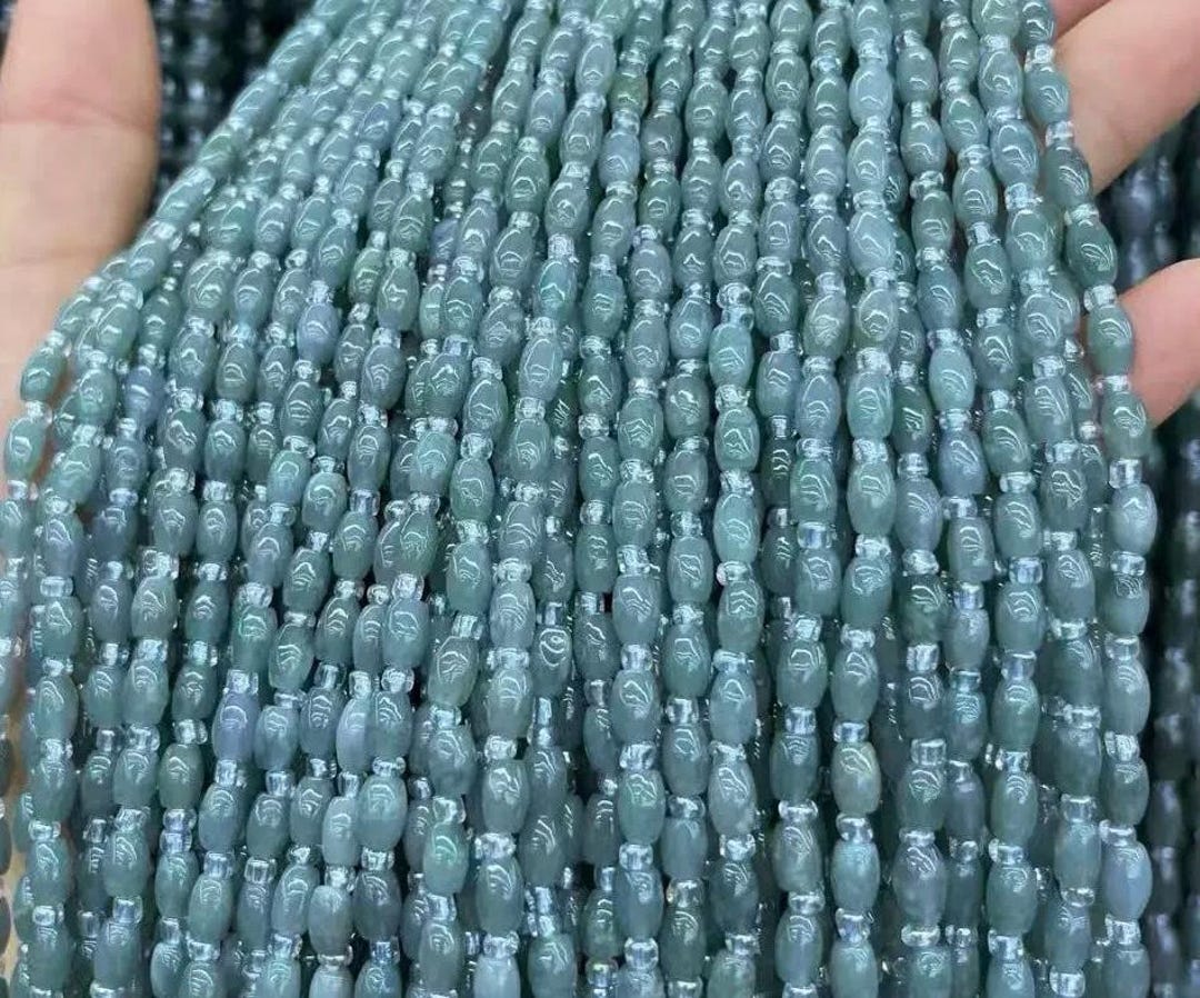 Natural 7A Jadeite Rice Shape Beads for Jewelry Making Supply ,15 ...