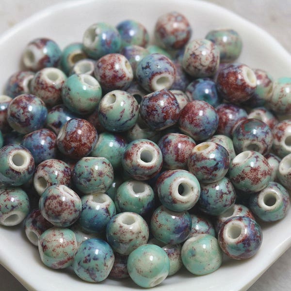 100pcs Ceramic beads,Ceramic round beads ,Big Hole Beads Diy Jewelry bracelet ,Accessories Wholesale,Large hole beads