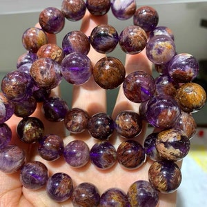 Natural Titanium Rutilated Amethyst Phantom Crystal Quartz beaded bracelet,handmade jewelry,Gift,10-20mm
