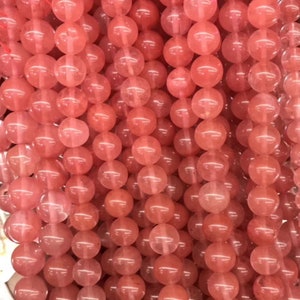 Natürliche rote Kirsche Quarz glatte Runde Perlen, 4mm-6mm-8mm-10mm-12mm-14mm, Halbfertigprodukte, 15 Zoll ein Strang